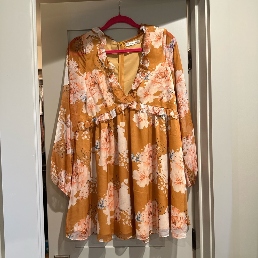 Floral Babydoll dress with sheer balloon sleeves